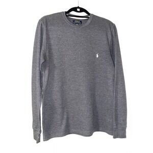 Polo Ralph Lauren Thermal Shirt Men Medium Gray Waffle Knit Long Sleeve Crewneck